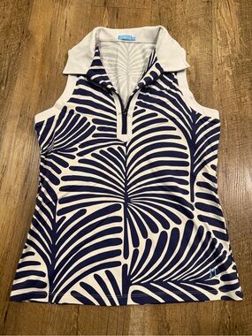 J.McLaughlin sleeveless blue/white patterned golf tank top Size XS